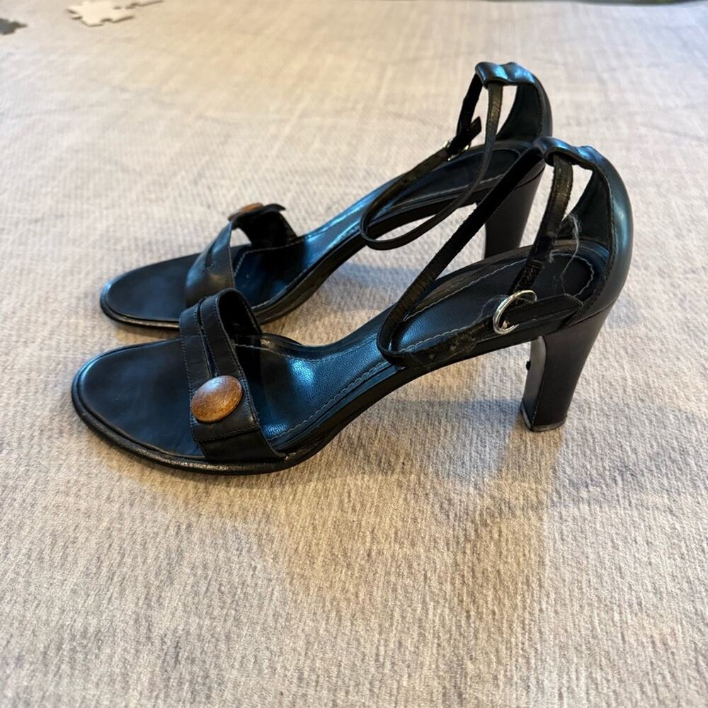 Ann Taylor Black Leather Ankle Strap Heeled Sandals Women’s 9